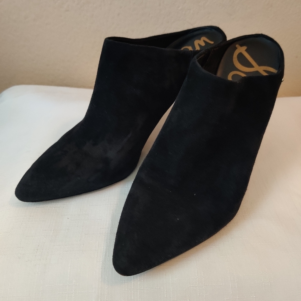 Sam Edelman Black Suede Slide In Mules